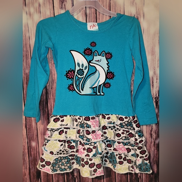 nk too From Zulily - Size 5/6 - Fox Dress - Blue with Multicolor Flowers - GUC - Picture 10 of 10